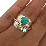 Anillo ancho con turquesa