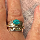 Anillo ancho con turquesa