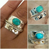 Anillo ancho con turquesa