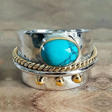 Anillo ancho con turquesa