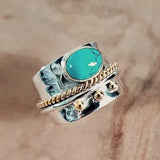 Anillo ancho con turquesa