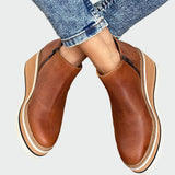 Celia - Elegantes Botines Camel De Cuero Con Plataforma
