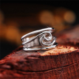 Anillo Retro Plateado con Onda