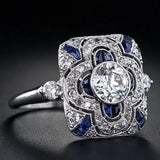 Anillo Retro en Plata con Zircón Azul