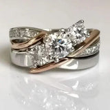 Anillo Retro en Oro y Plata con Circonio