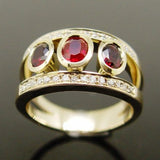 Anillo Retro en Oro con Circonita Roja