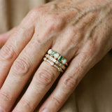 Anillos Retro con Ópalo Blanco y Verde