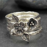 Pulsera retro con flor en plata