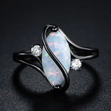 Anillo retro con ópalo negro trenzado
