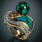 Anillo retro con zirconia verde