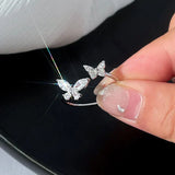 Anillo Ajustable Mariposa Brillante en Plata