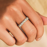 Anillo Ajustable de Plata y Esmalte Hecho a Mano con Margaritas