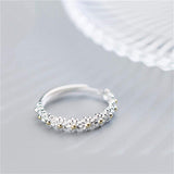 Anillo Ajustable de Plata y Esmalte Hecho a Mano con Margaritas