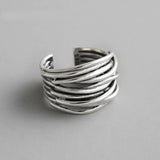 Anillo Ajustable en Capas de Plata