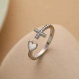 Anillo ajustable de plata retro cruz "Amor"