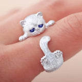Anillo Ajustable de Plata 925 con Gatito
