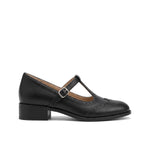 Susana: zapatos tira en t brogue, color negro, vista lateral