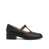 Susana: zapatos tira en t brogue, color negro, vista lateral