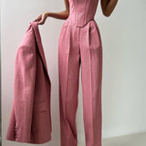 Dolce™ - Conjunto de tres piezas con blazer de doble botonadura