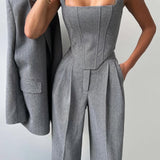 Dolce™ - Conjunto de tres piezas con blazer de doble botonadura