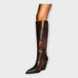 Camila - Botas Con Diseño Croco Y Tacón Elegante Diario