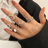 Set de 11 anillos retro de plata