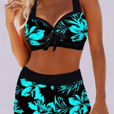 Sherrie - Traje de baño de cintura alta con estampado de flores