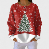 Sofía - Suéter rojo con motivo de árbol de Navidad