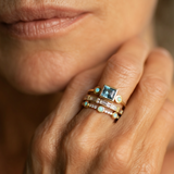 Colección de anillos retro con cristales azules