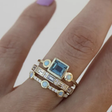 Colección de anillos retro con cristales azules