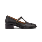 Virginia: zapatos tira en t vintage, color negro, vista lateral