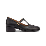 Virginia: zapatos tira en t vintage, color negro, vista lateral
