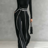 Emma – Conjunto elegante de dos piezas con cuello alto y pantalón ancho