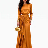 Anabel | Vestido Maxi de Satén Drapeado