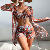 Alba - Conjunto de bikini de 3 piezas con estampado