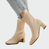 Alejandra - Botas Ortopédicas Tricotadas En Tono Beige Suave