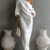 Vestido color marfil sin hombros