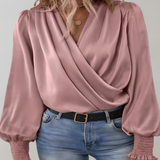 Quinn Blusa Elegante de Manga Larga con Escote en V