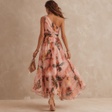 Antía | Vestido Maxi Floral de Un Hombro
