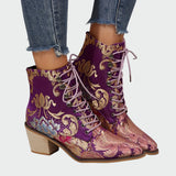 Sandra - Botines De Cuero Con Flores Elegantes Radiantes