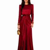 Anabel | Vestido Maxi de Satén Drapeado