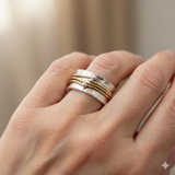 Anillo Vintage de Oro con Capas en Plata