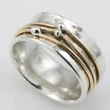 Anillo Vintage de Oro con Capas en Plata