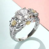 Anillo Vintage con Girasol en Amarillo y Plata