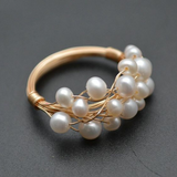 Anillo Vintage con Perlas Brillantes