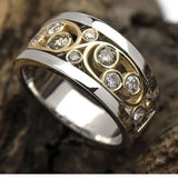Anillo Vintage en Oro y Plata con Circonita en Forma de Hiedra