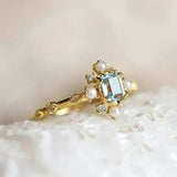 anillo vintage con perla azul