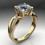 anillo vintage dorado con circonita