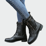 Patricia - Botas Ortopédicas de Cuero Estilo Militar para Mujer
