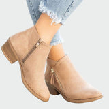 Claudia - Botas de cuero ortopédicas premium con tacón cómodo